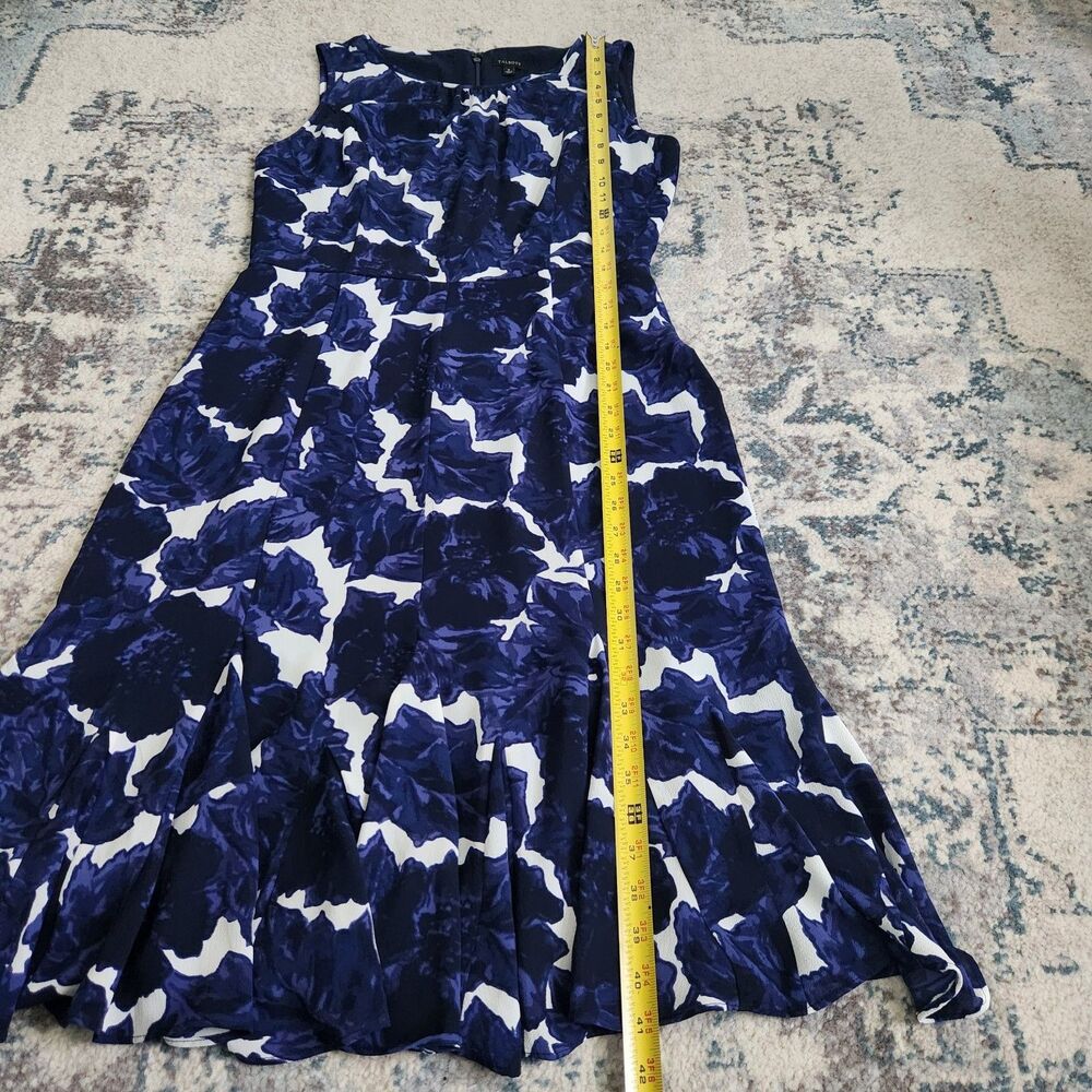 Talbots Womens Size 8 Midi Dress Blue Floral Zip Back Lined Ruffle Hem Casual - Picture 10 of 13